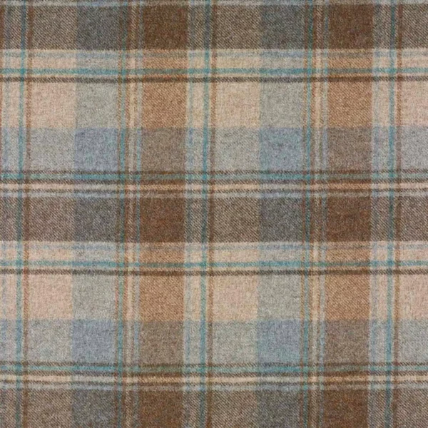 Snowshill Fabric - Eau De Nil by blue checked woolen fabric from Abraham Moon & Sons