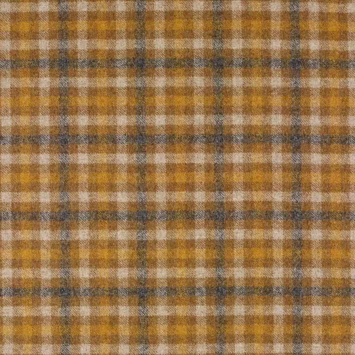 Bibury Fabric - Mustard by yellow checked woolen fabric from Abraham Moon & Sons
