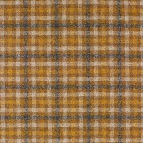Bibury Fabric - Mustard by yellow checked woolen fabric from Abraham Moon & Sons