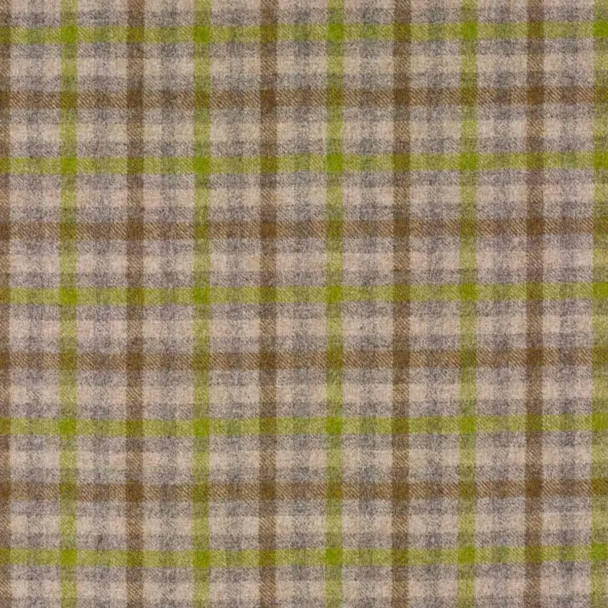 Bibury Fabric - Lichen by green checked woolen fabric from Abraham Moon & Sons