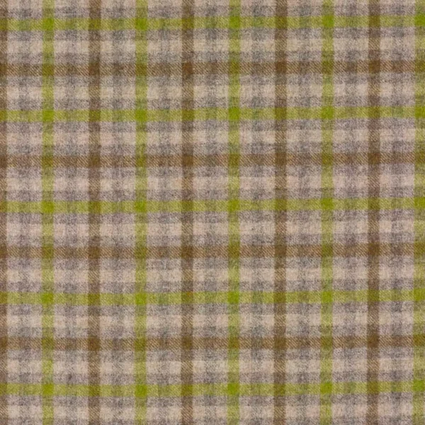 Bibury Fabric - Lichen by green checked woolen fabric from Abraham Moon & Sons
