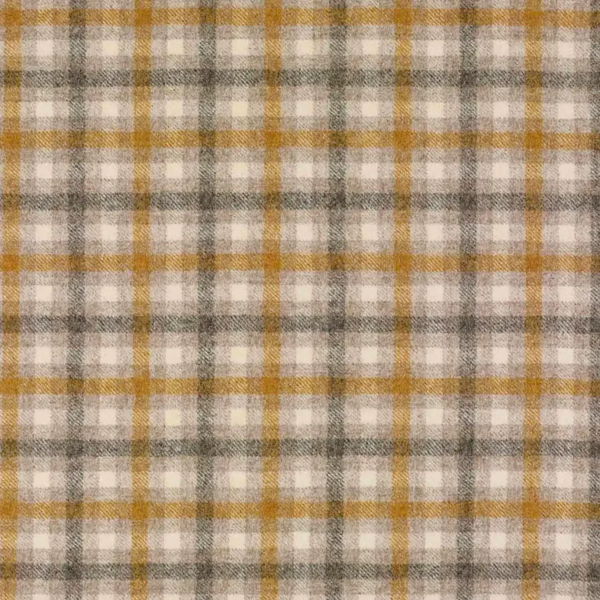 Bibury Fabric - Natural by yellow checked woolen fabric from Abraham Moon & Sons