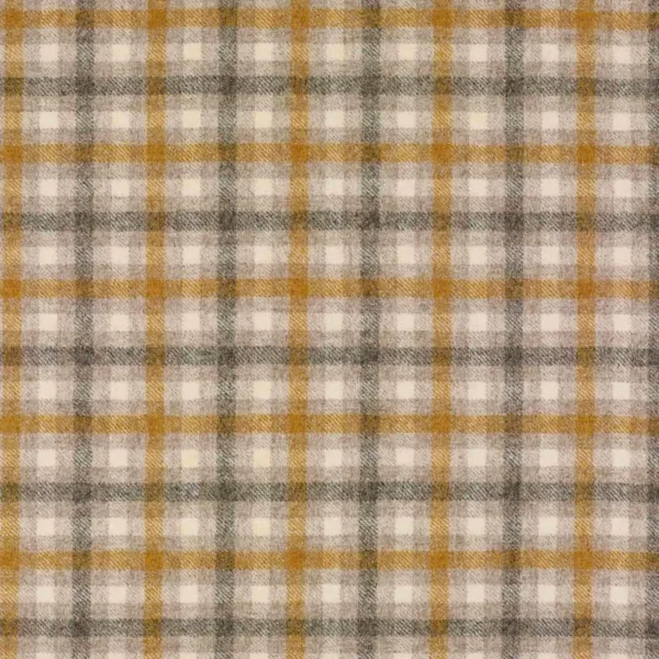 Bibury Fabric - Natural by yellow checked woolen fabric from Abraham Moon & Sons
