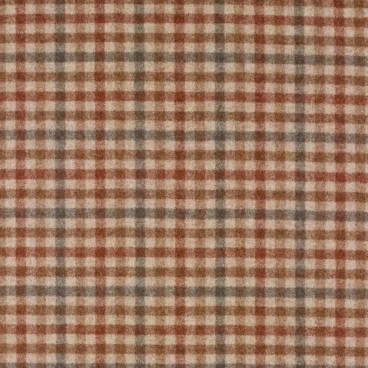 Bibury Fabric - Red Earth by brown checked woolen fabric from Abraham Moon & Sons