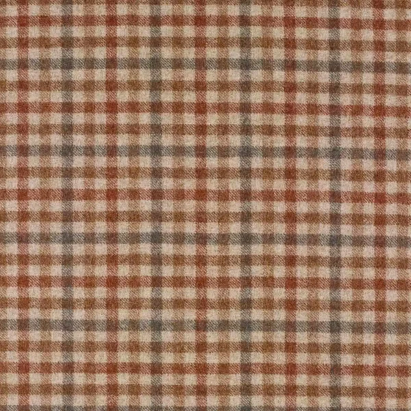 Bibury Fabric - Red Earth by brown checked woolen fabric from Abraham Moon & Sons