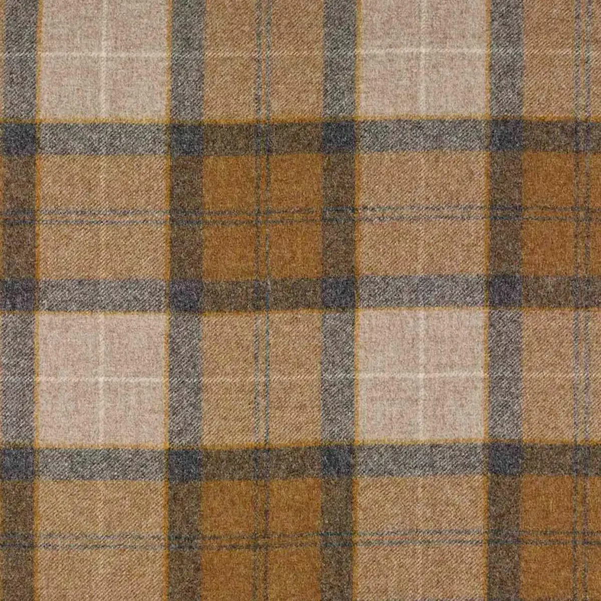 Burford Fabric - Mustard by yellow checked woolen fabric from Abraham Moon & Sons