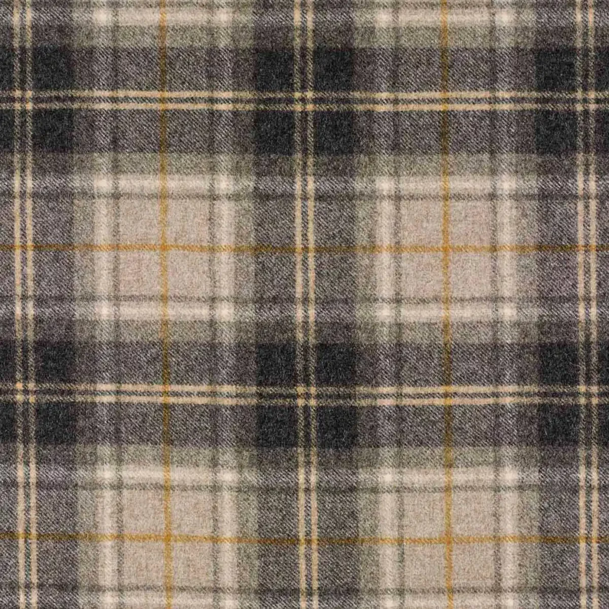Broadway Fabric - Mustard by black-grey checked woolen fabric from Abraham Moon & Sons