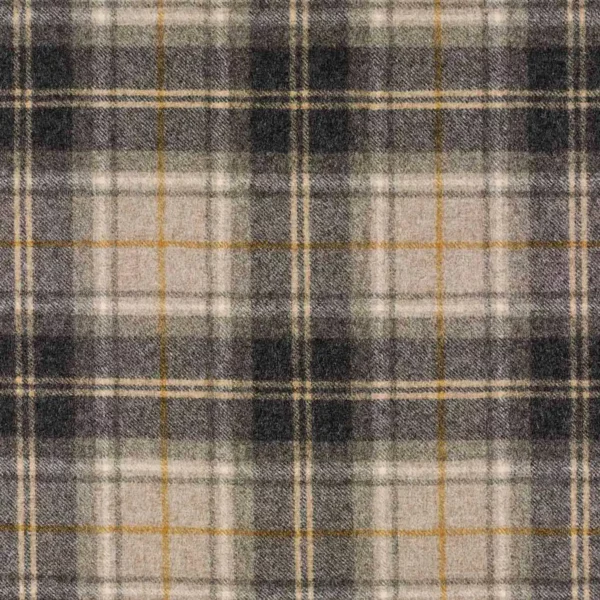 Broadway Fabric - Mustard by black-grey checked woolen fabric from Abraham Moon & Sons