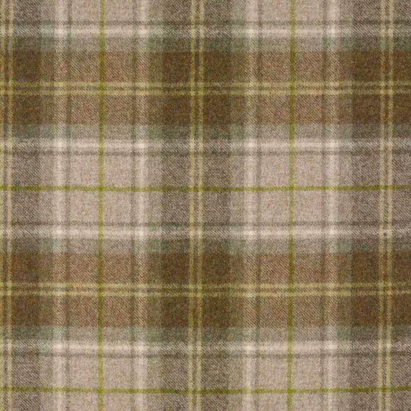 Broadway Fabric - Lichen by green checked woolen fabric from Abraham Moon & Sons