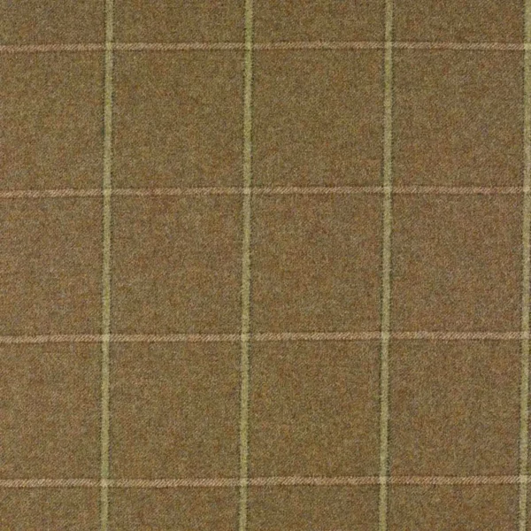 Kingham Fabric - Lichen by green checked woolen fabric from Abraham Moon & Sons