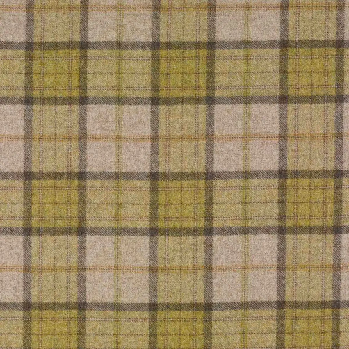 Moreton Fabric - Lichen by green checked woolen fabric from Abraham Moon & Sons