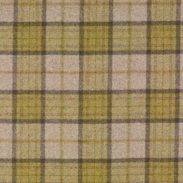 Moreton Fabric - Lichen by green checked woolen fabric from Abraham Moon & Sons