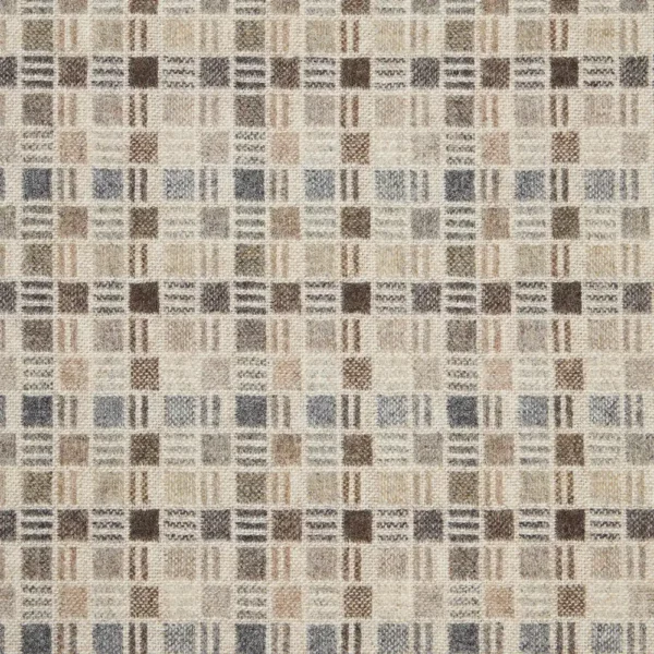 Pompidou Fabric - Natural by neutral checked woolen fabric from Abraham Moon & Sons