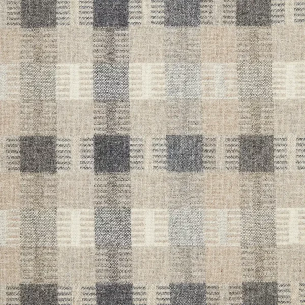 Salk Fabric - Natural by neutral checked woolen fabric from Abraham Moon & Sons