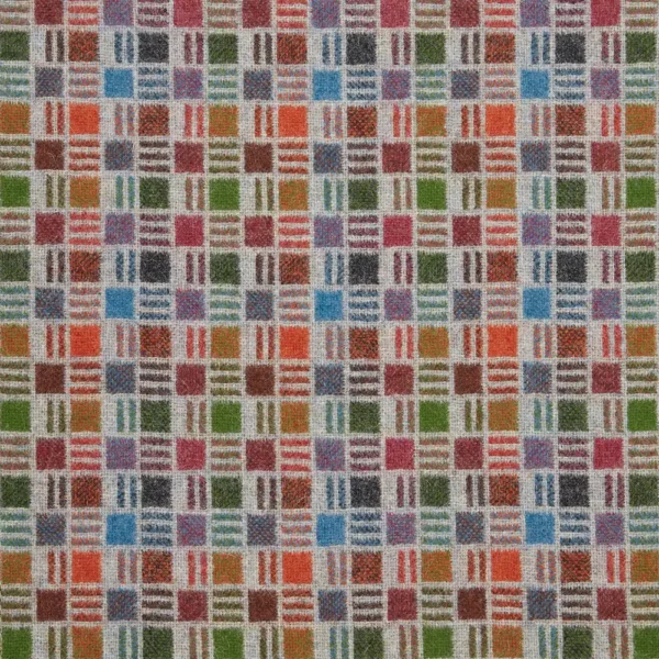 Pompidou Fabric - Multi by multicolour checked woolen fabric from Abraham Moon & Sons