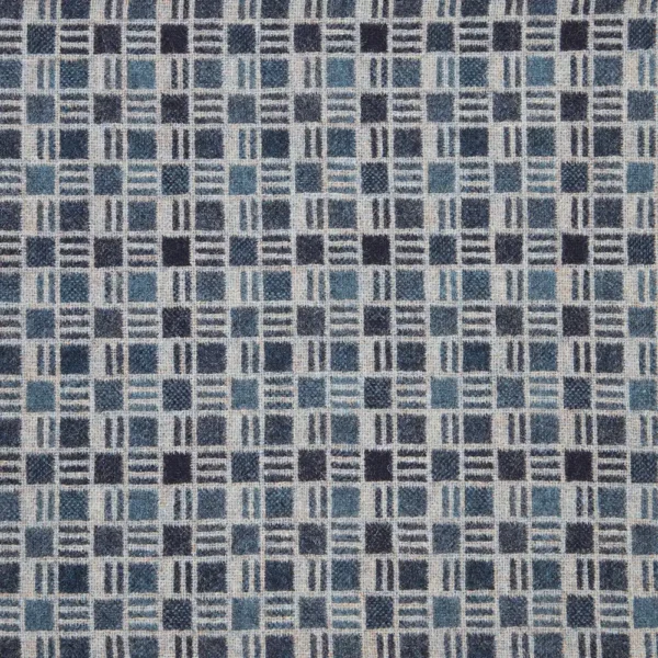Pompidou Fabric - Denim by blue checked woolen fabric from Abraham Moon & Sons