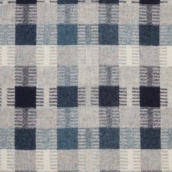 Salk Fabric - Denim by blue checked woolen fabric from Abraham Moon & Sons
