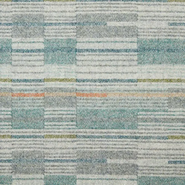 Sears Fabric - Teal by blue geometric woolen fabric from Abraham Moon & Sons