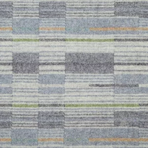 blue geometric woolen fabric from Abraham Moon & Sons
