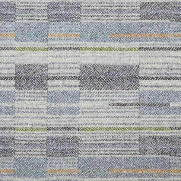 blue geometric woolen fabric from Abraham Moon & Sons