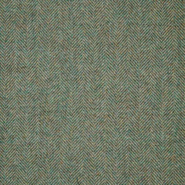 Herringbone Fabric - Marine by green misc woolen fabric from Abraham Moon & Sons