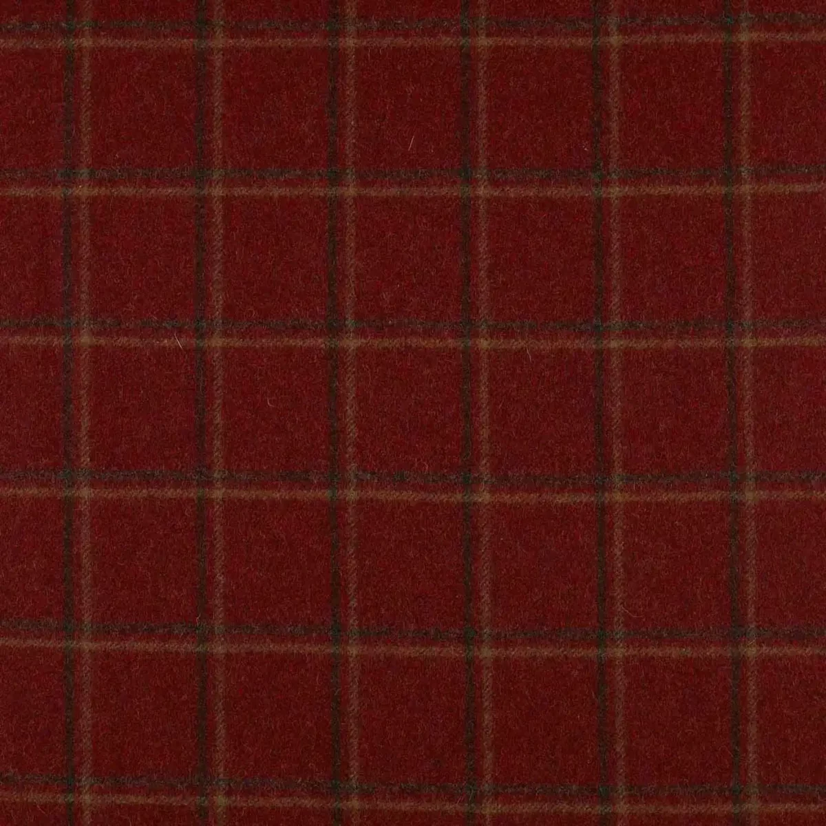 St Andrew Fabric - Claret by red checked woolen fabric from Abraham Moon & Sons