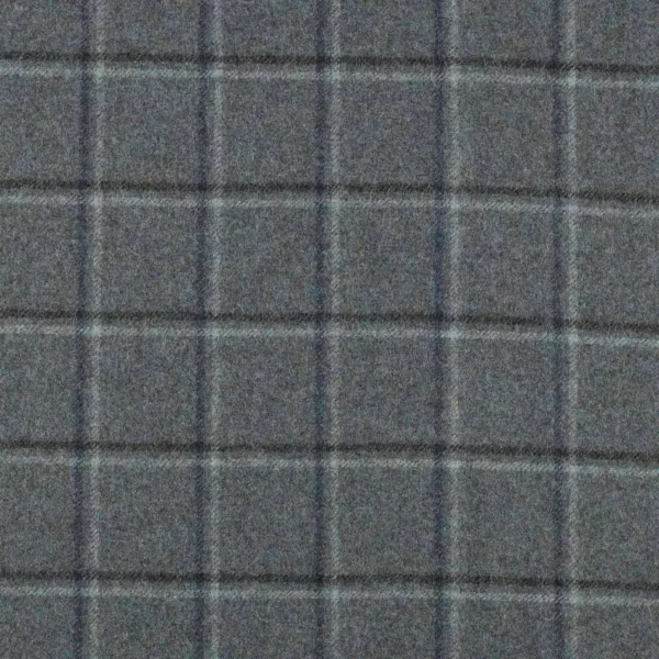 St Andrew Fabric - Sea by blue checked woolen fabric from Abraham Moon & Sons