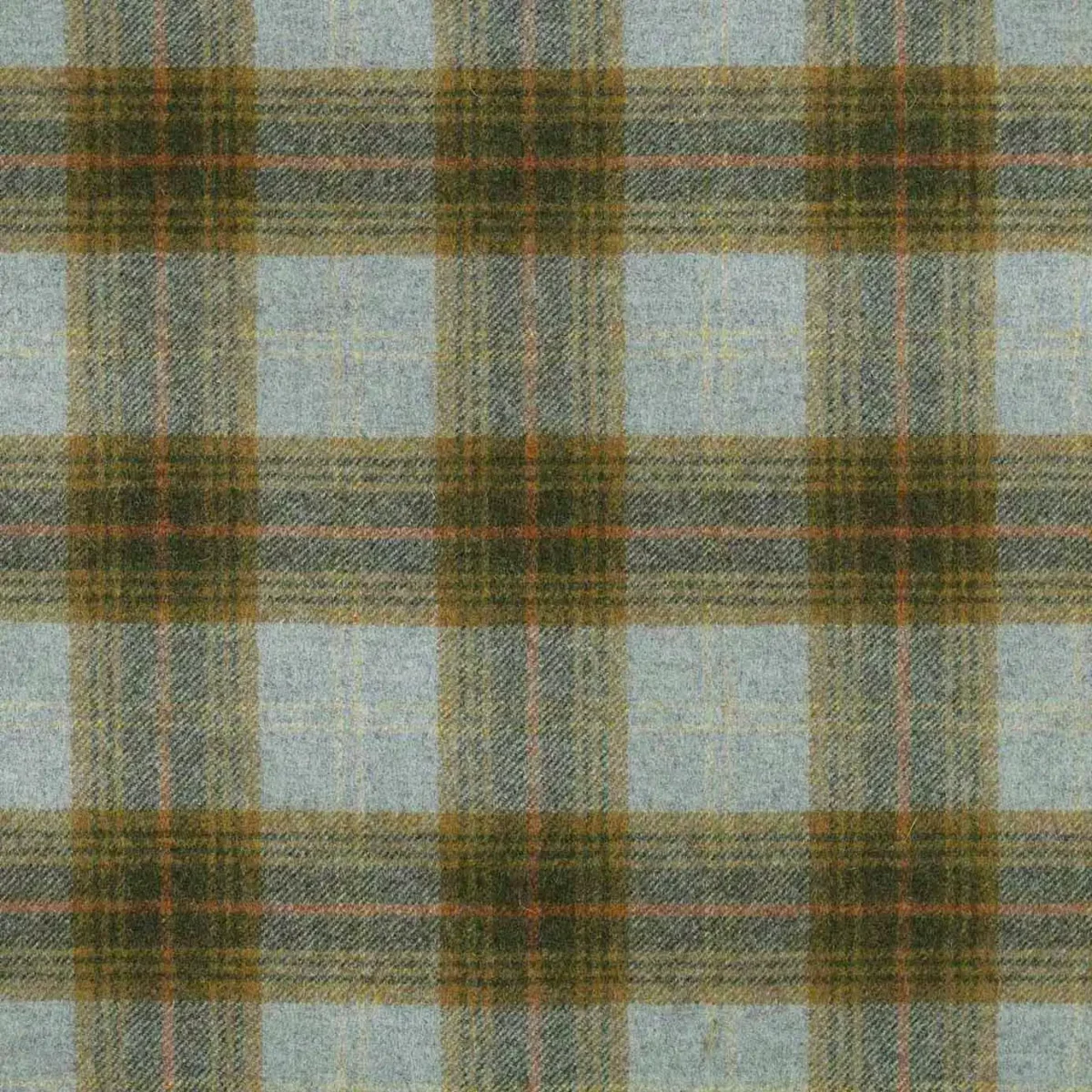 Troon Fabric - Eau de Nil by blue checked woolen fabric from Abraham Moon & Sons