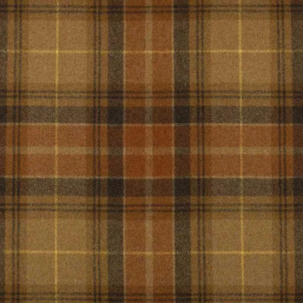 Vintage Fabric - Caramel by brown checked woolen fabric from Abraham Moon & Sons