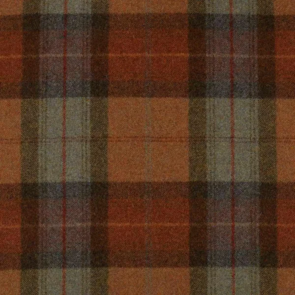 Skye Fabric - Burnt Orange by red checked woolen fabric from Abraham Moon & Sons
