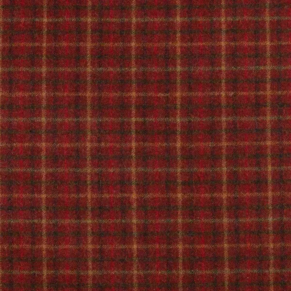 Balmoral Fabric - Claret by red checked woolen fabric from Abraham Moon & Sons