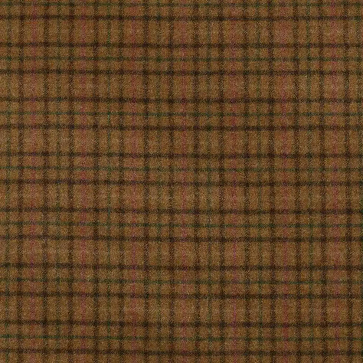 Balmoral Fabric - Pine by brown checked woolen fabric from Abraham Moon & Sons