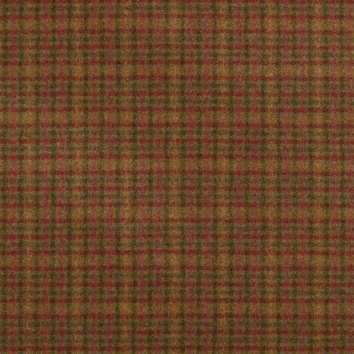 Loch Fabric - Claret by multicolour checked woolen fabric from Abraham Moon & Sons