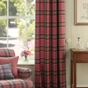 red checked woolen fabric from Abraham Moon & Sons