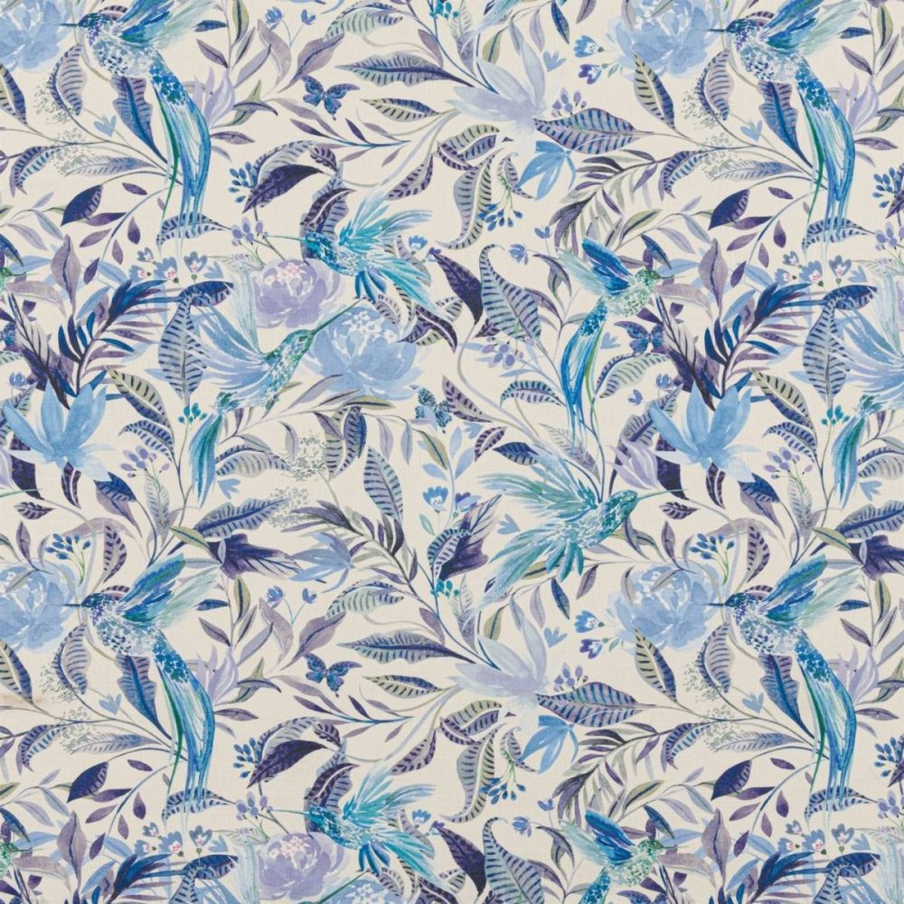 blue botanical printed fabric from Beaumont Textiles