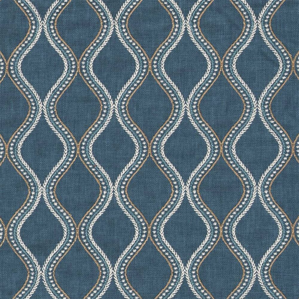 Aruba Fabric - Blue by blue contemporary embroideried fabric from Beaumont Textiles
