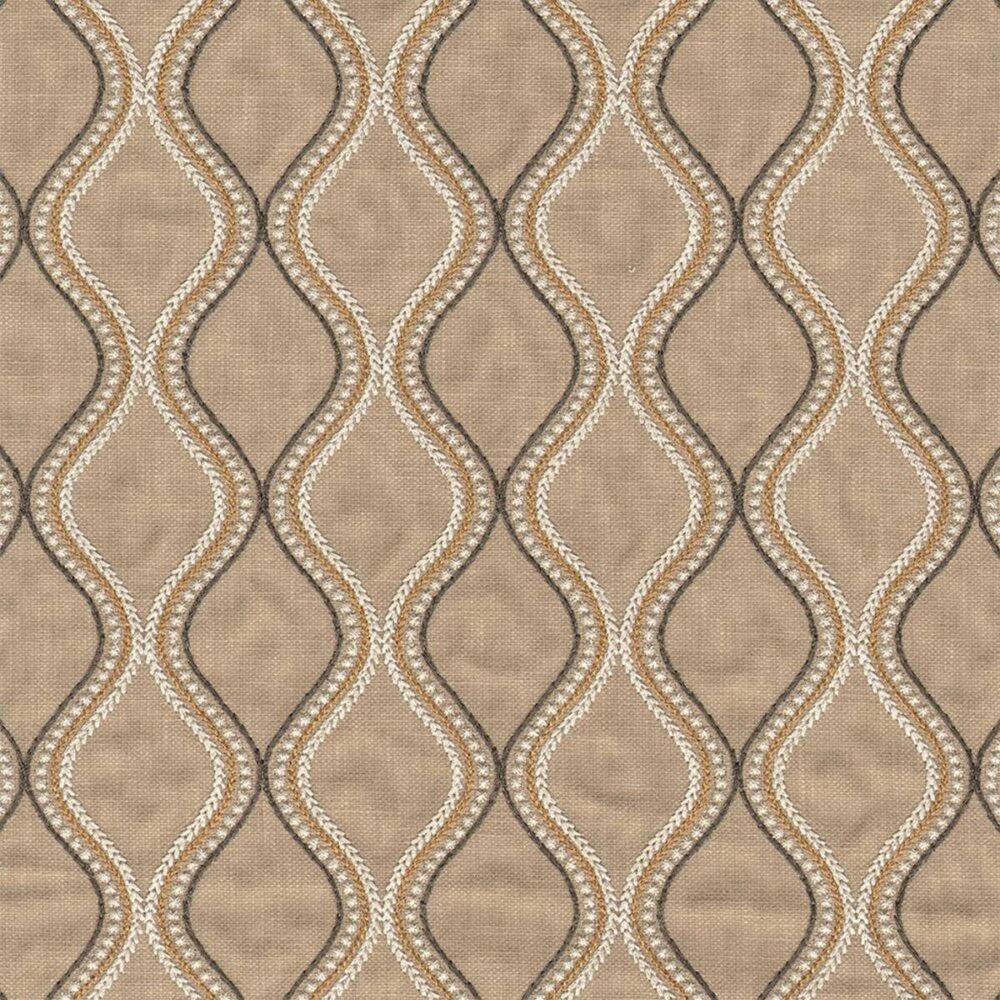 Aruba Fabric - Sand by brown contemporary embroideried fabric from Beaumont Textiles