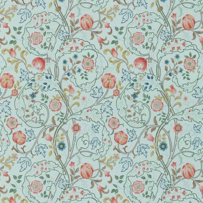 Mary Isobel Wallpaper - Silk Blue / Pink swatch