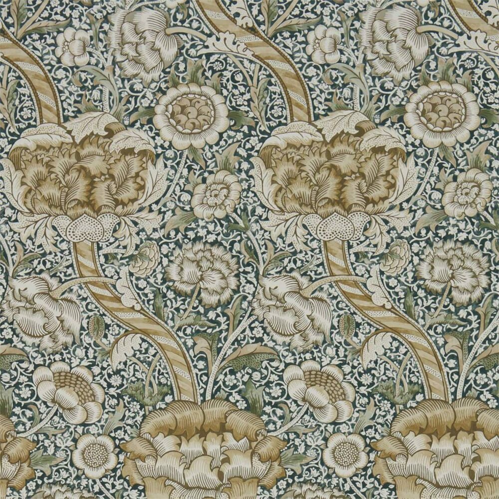 Wandle Wallpaper - Forest / Mustard by green botanical wallpaper from william morris & co