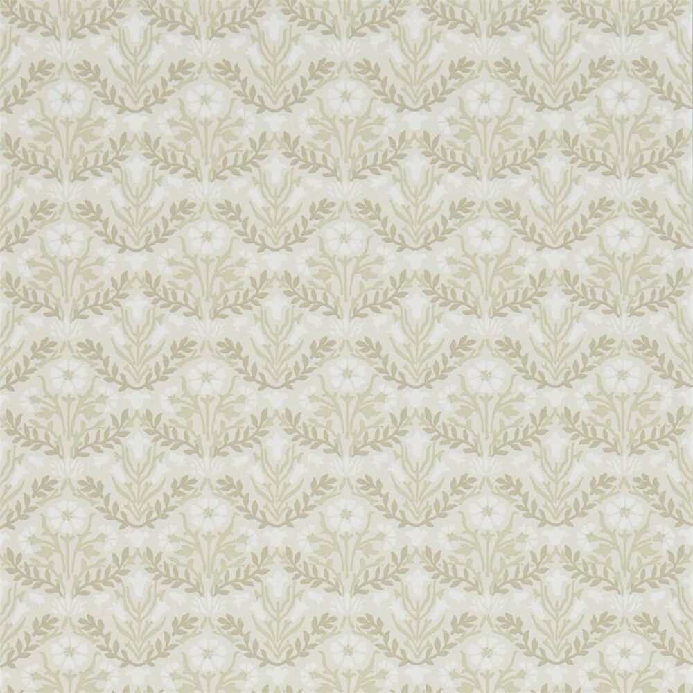 Morris Bellflower Wallpaper - Manilla / Olive by brown botanical wallpaper from william morris & co