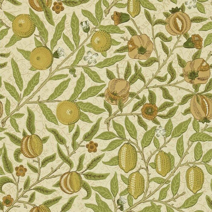 Fruit Wallpaper - Lime Green / Tan swatch