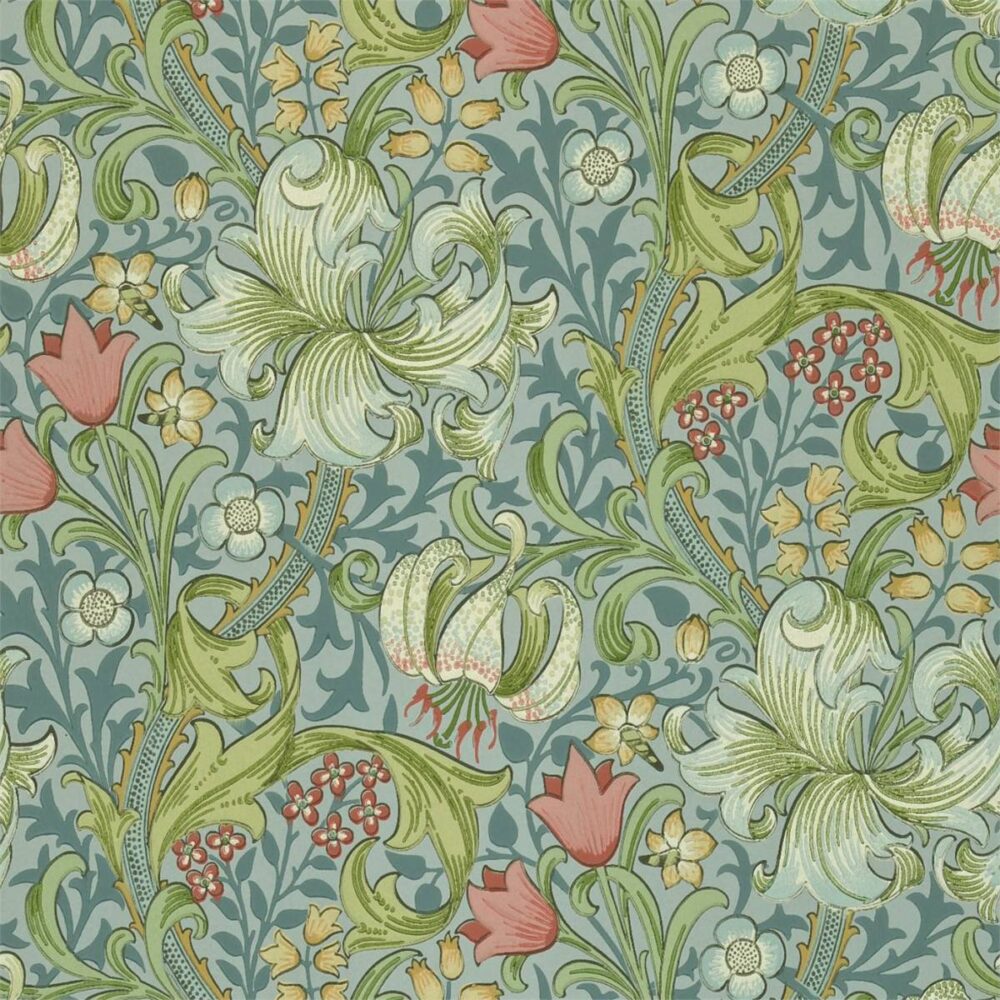 Golden Lily Wallpaper - Mineral by blue botanical wallpaper from william morris & co