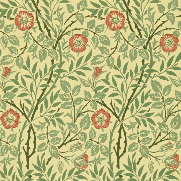 Sweet Briar Wallpaper - Green / Rust swatch