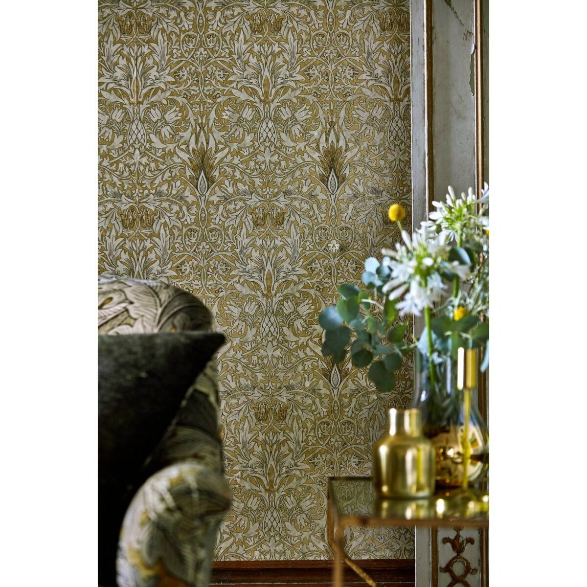 Snakeshead Wallpaper - Gold / Linen by Snakeshead Wallpaper - Gold / Linen from