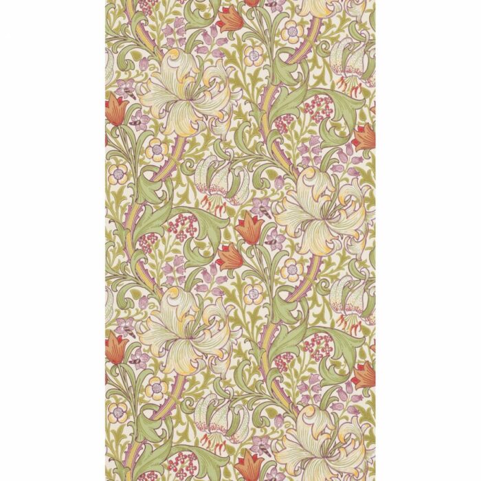 Golden Lily Wallpaper - Olive / Russet swatch