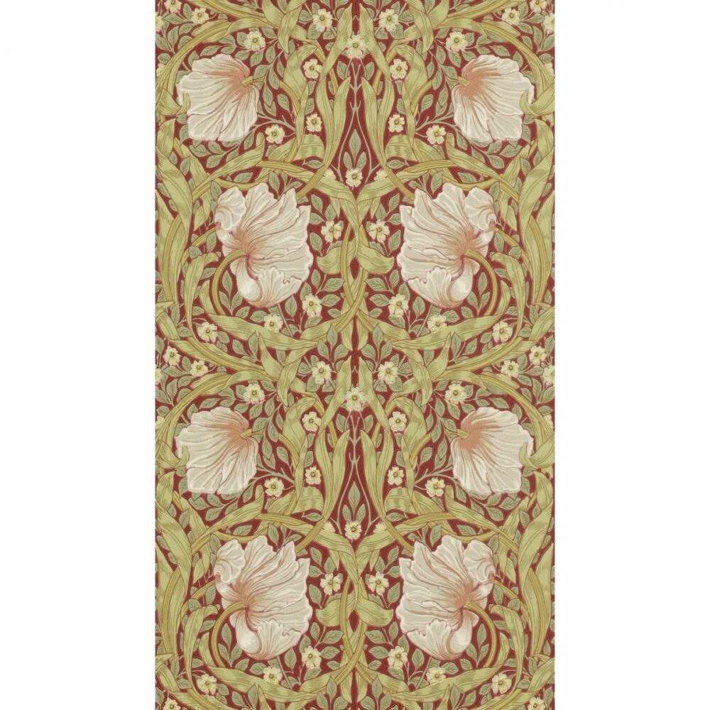 Pimpernel Wallpaper - Brick / Olive by green botanical wallpaper from william morris & co