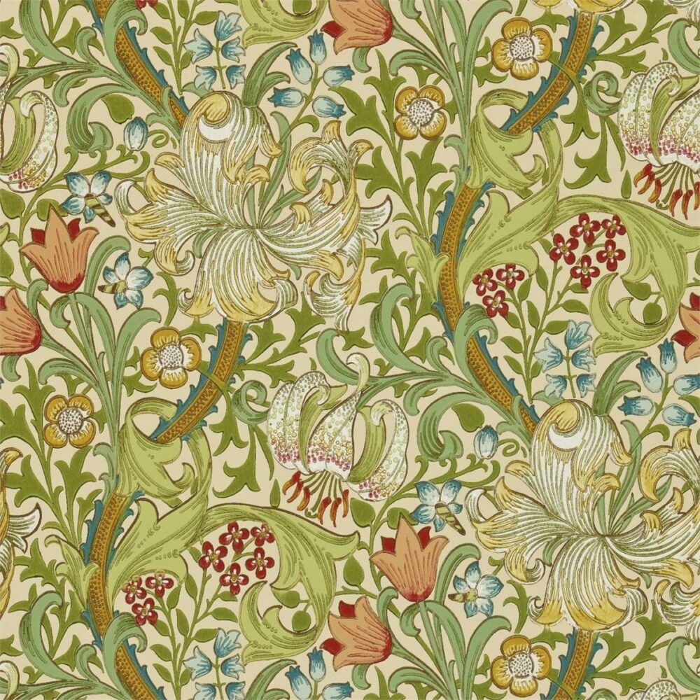 Golden Lily Wallpaper - Pale Biscuit by green botanical wallpaper from william morris & co