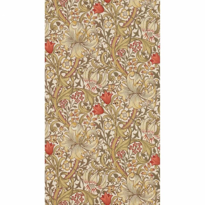 Golden Lily Wallpaper - Biscuit / Brick swatch