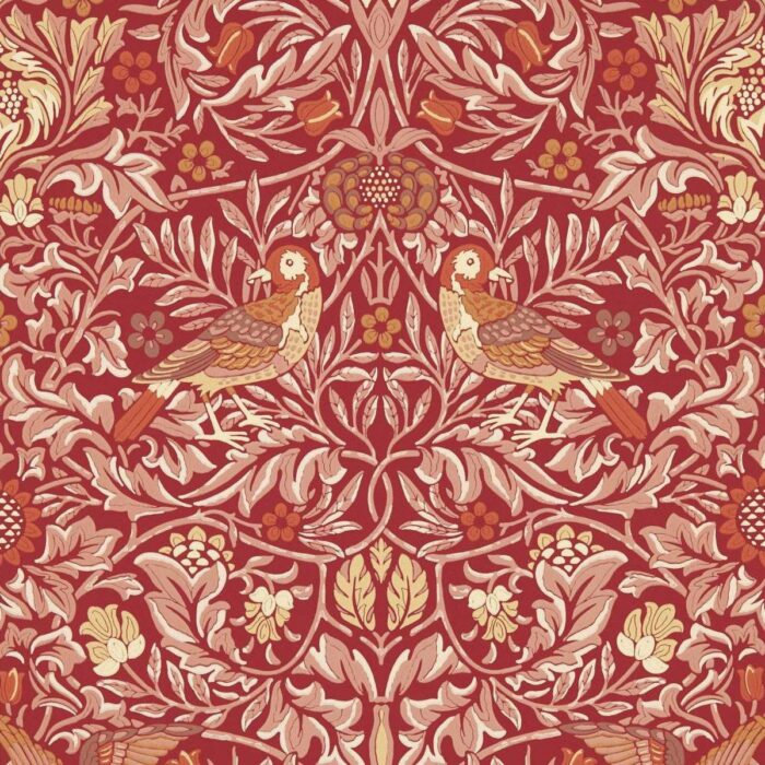 Bird Wallpaper - Madder / Weld swatch