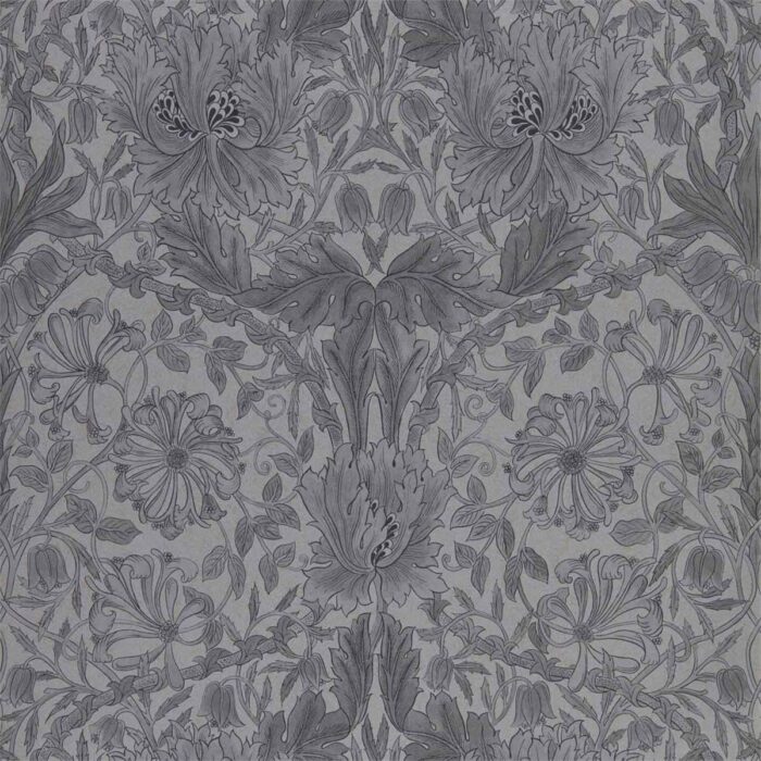 Pure Honeysuckle & Tulip Wallpaper - Black Ink swatch